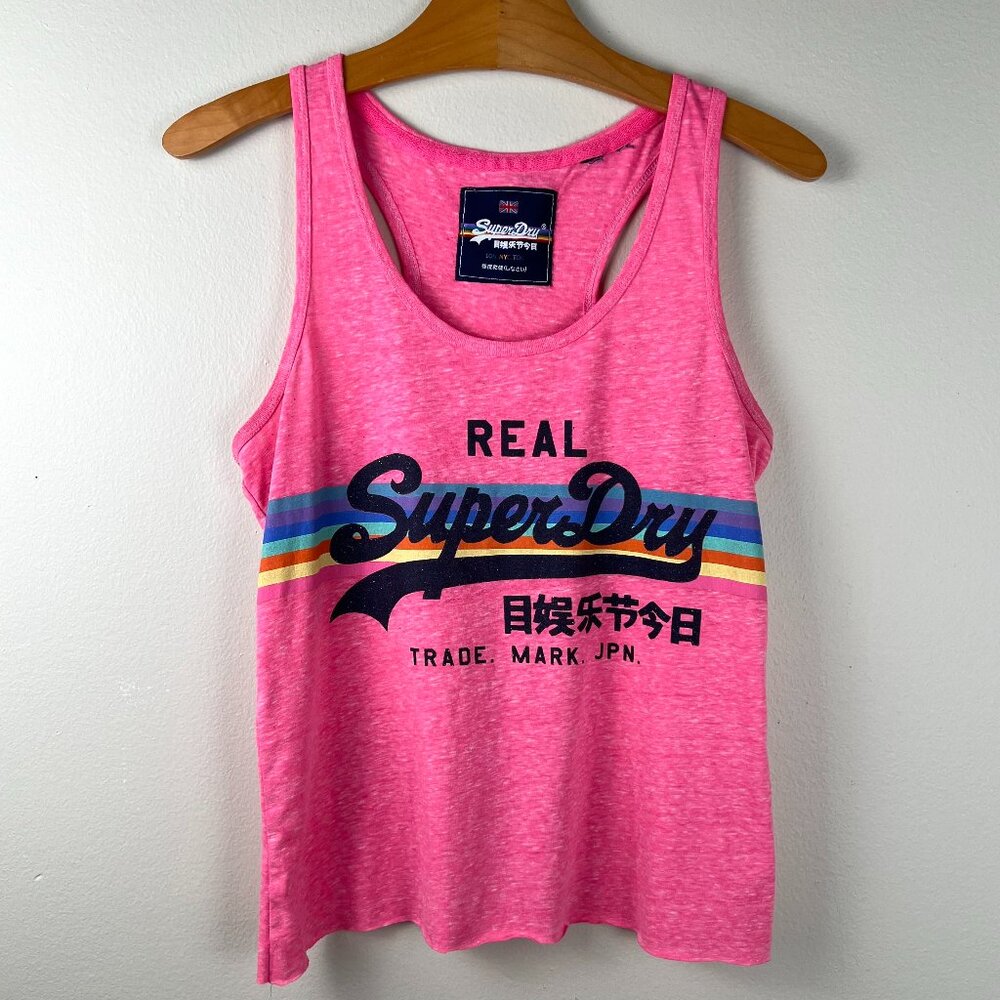 SuperDry Festival Vintage Logo Over Rainbow Print Tank Top